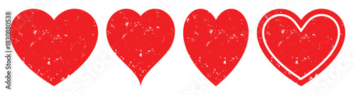 Grunge red heart shape – Vintage brush-style love element vector.