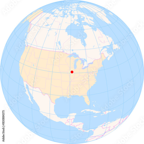 Location Map of Central Illinois Regional Airport At Bloomington-Normal (Bloomington, Illinois, United States). IATA-code: BMI. No labels at all.