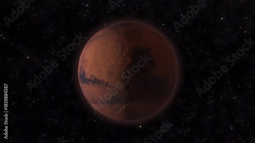 planet mars, circle around, 3d animation 4k