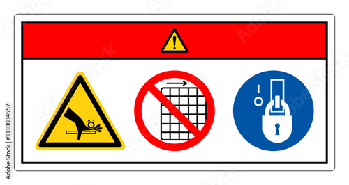 Danger Hand Entangle Rollers Symbol Sign, Vector Illustration, Isolate On White Background Label. EPS10