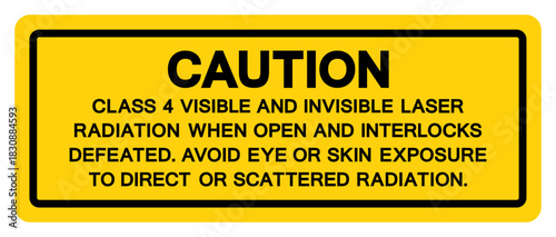 Caution Class 4 Visible and Invisible Laser Radiation Symbol Sign,Vector Illustration, Isolate On White Background Label.EPS10