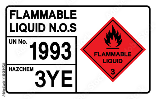 Flammable Liquid UN 1993 Symbol Sign, Vector Illustration, Isolate On White Background, Label.EPS10