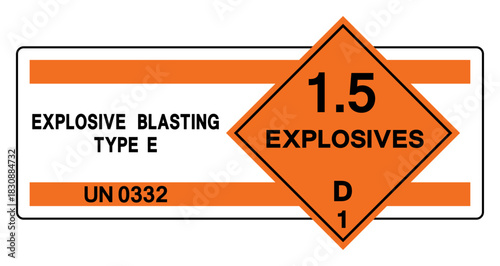 Explosive Blasting Type E  UN 0332 Symbol Sign, Vector Illustration, Isolate On White Background, Label.EPS10