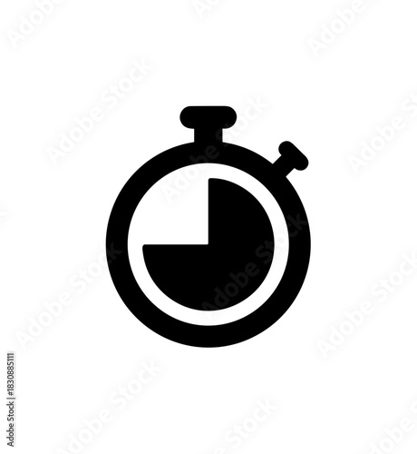 Simple Flat Design Stopwatch Illustration Icon for Time Management and Deadline