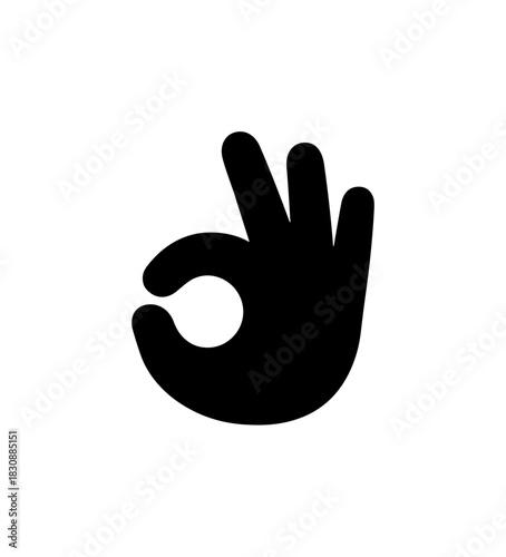 Fotografía Simple Black Silhouette Ok Hand Gesture Agreement Communication Icon