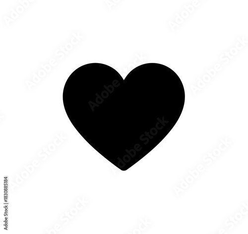 Simple Solid Heart Shape Graphic Black Color Design Element