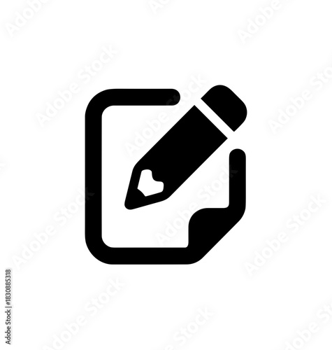 Simple Bold Edit Document Outline Icon Illustration for Graphic Design