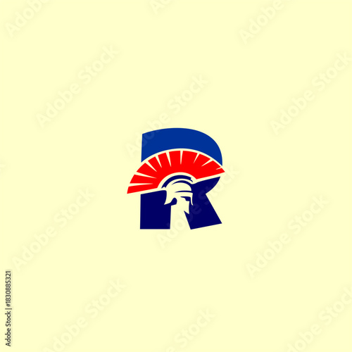 A bold Spartan helmet letter logo featuring a warrior head shaped into an alphabet form with sharp lines, strong identity, and modern vector style for branding and sports design.