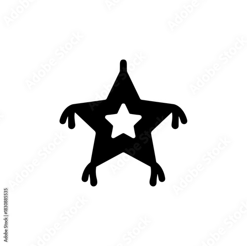 Minimalist Black and White Silhouette Star Shaped Pinata with Tassels Icon