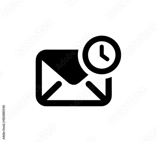 Simple Outline Email with Clock Sign for Notification Interface Element