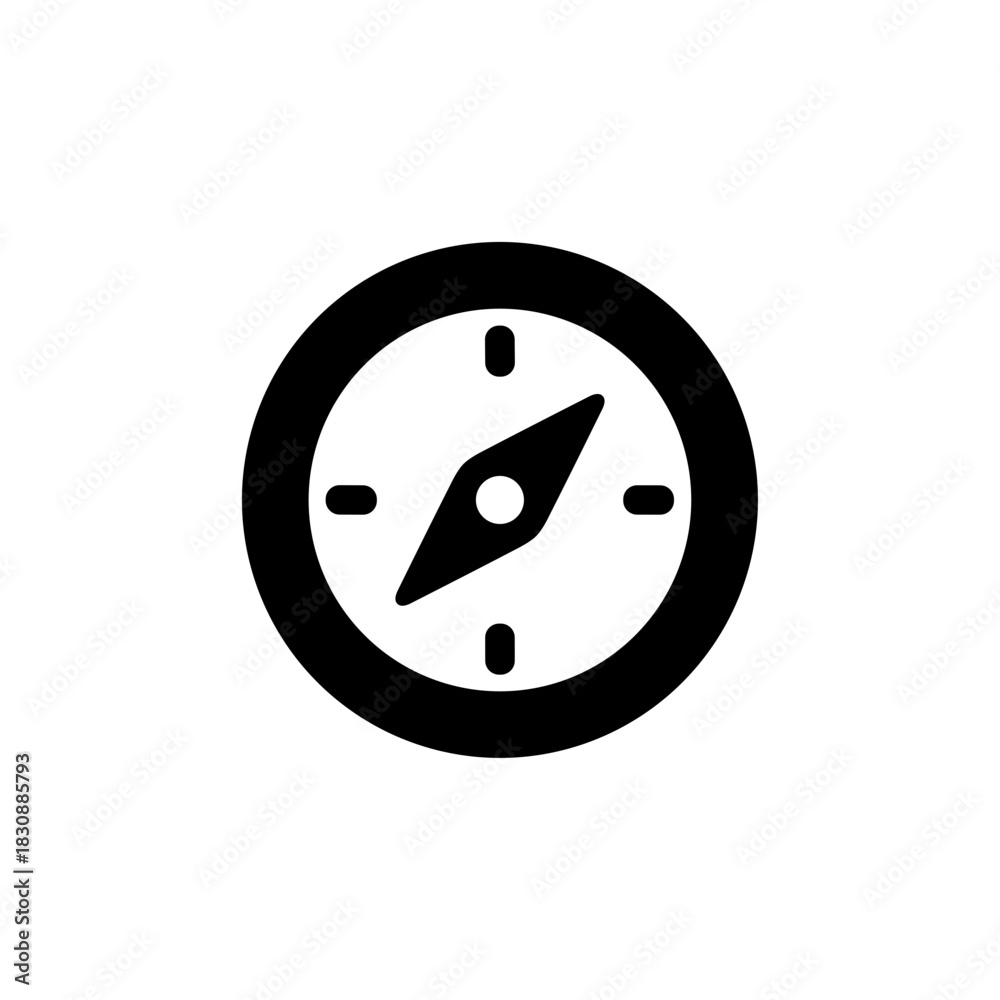 Fototapeta premium Bold Line Style Simple Compass Navigation Tool Directional Symbol Icon