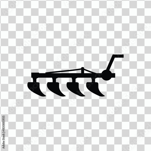 Farm Plough: A detailed graphic of a plough, an essential tool for agriculture, symbolizes the process of tilling soil for planting