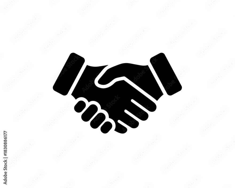 Fototapeta premium Simple Solid Handshake Agreement Symbol of Partnership Deal Glyph Icon