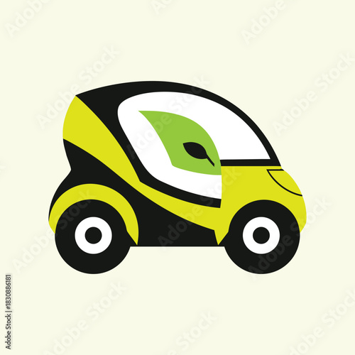 Futuristic Electric Microcar Vector - Modern Autonomous Urban Vehicle, Compact Electric Quadricycle Vector Illustration - Sustainable City Transport, Autonomous Light Electric Vehicle (LEV) Vector on