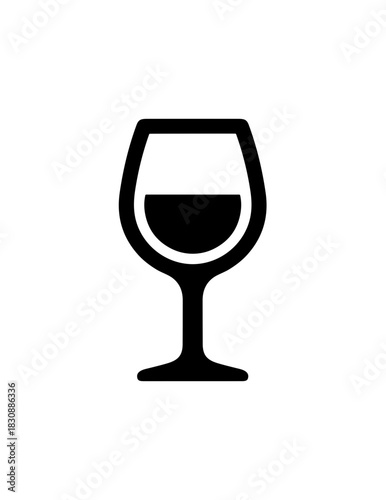 Simple Line Icon Illustration of a Classic Wine Glass Silhouette