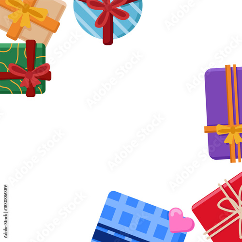 Christmas Gift Top Frame Holiday Present Border Layout