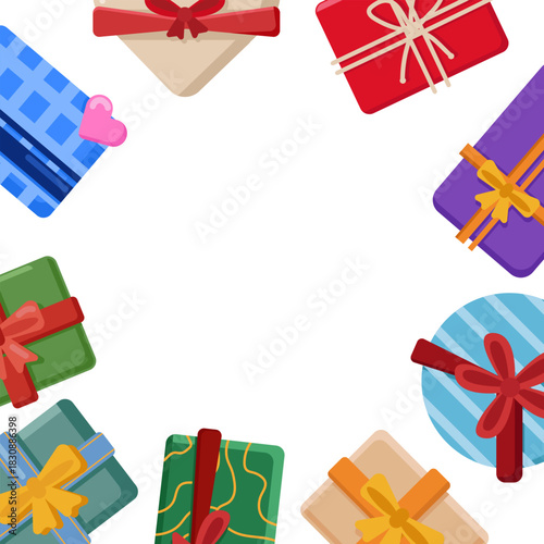 Christmas Gift Coner Border Frame Holiday Present Layout