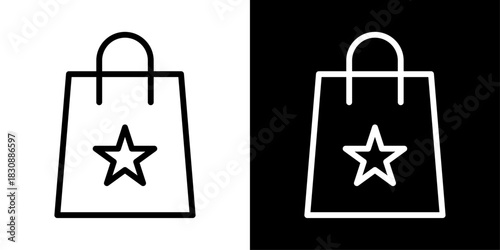 Minimal shopping bag icon with clean outline, ideal for retail, ecommerce, shopping, sale banners, store apps, modern UI design.