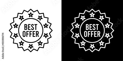 Clean and minimal top offer icon designed with a bold outline, perfect for highlighting premium deals, best discounts, exclusive promotions, featured products, and modern e-commerce sale banners.