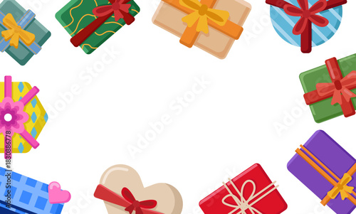 Christmas Gift Border frame Circle Layout Holiday