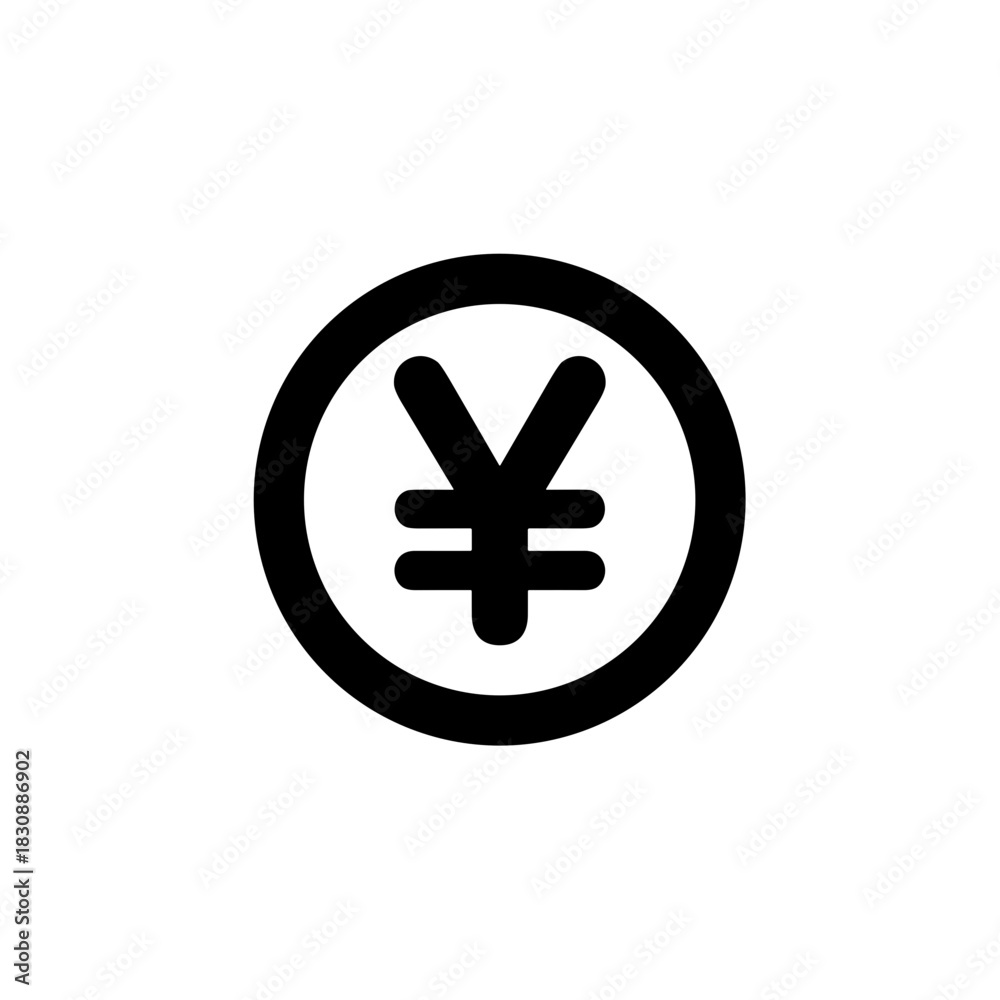 Obraz premium Flat Simple Isolated Japanese Yen Currency Symbol Circle Icon Design