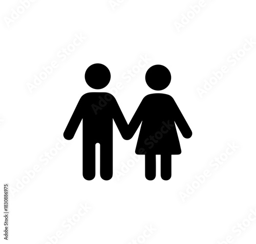 Minimalist Couple Holding Hands Icon Sign for Love Relationship and Support