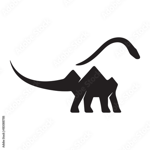 Camel Dinosaur Hybrid Silhouette – Creative Fusion of Sauropod and Desert Animal in Black Vector.
