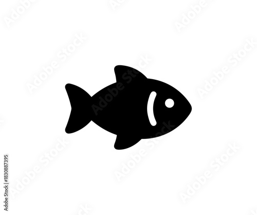Minimalist Silhouette Fish Icon Depicting Marine Life and Aquatic Fauna