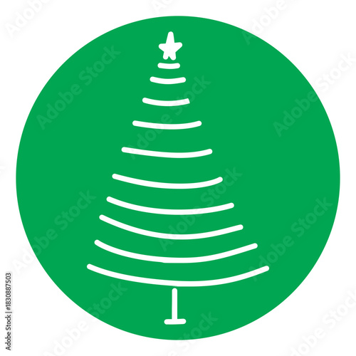 Christmas Tree Illustration on Green Circle