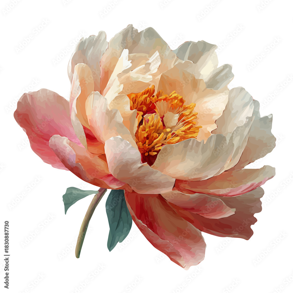 Fototapeta premium watercolor vector of Peony Flower, isolated on a white background.