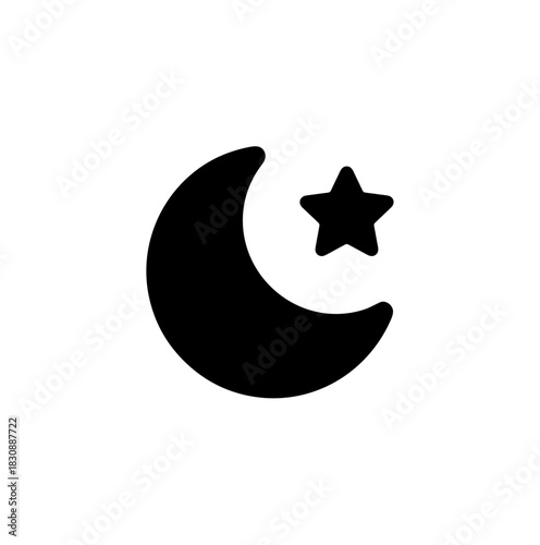 Simple Flat Moon and Star Night Icon Design Symbol Illustration