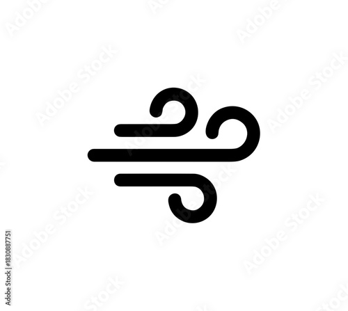 Simple Line Style Wind Flow Icon Symbol Shape Element