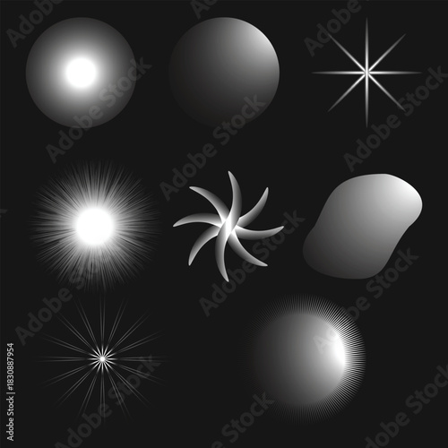 Abstract light effects and glowing orbs on a dark background