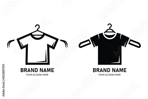 t-shirt on hanger logo template minimal black vector