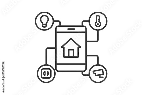 Smart home automation system control interface displayed on a mobile phone application screen