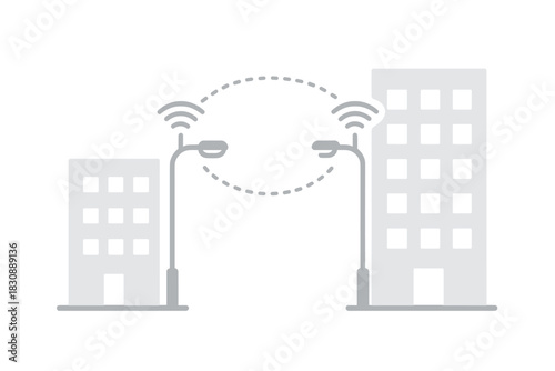 Smart city infrastructure with wireless connection between buildings using street lighting system