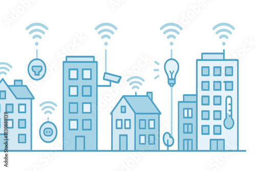 Smart city infrastructure with connected buildings and wireless technology devices