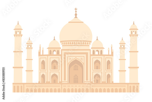 Stylized representation of the historic Taj Mahal monument and iconic minarets