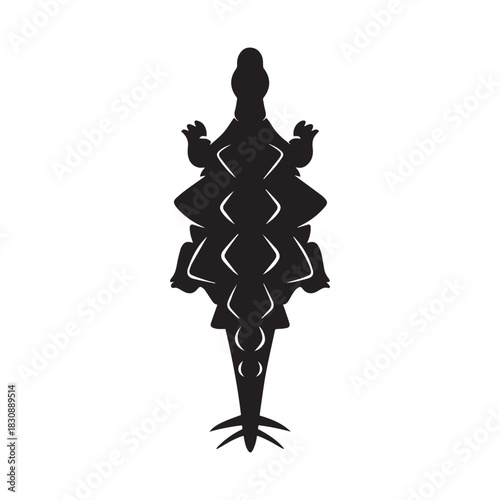  Symmetrical Reptile Silhouette – Abstract Crocodile or Alligator Top View Vector Design