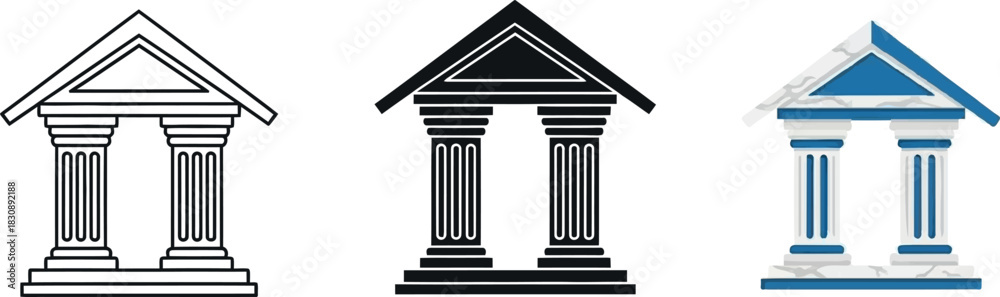 Obraz premium Set of bank building icons simple flat vector design element for web and mobile apps isolated on white background