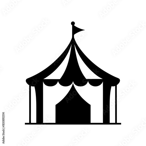 Simple Amusement Park Tent Icon Minimal Carnival Shelter Structure Clean Line Art Vector illustration