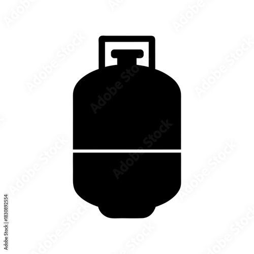 Simple LPG Cylinder With Flame Icon Minimal Household Gas Energy Shape Line Art Vector illustration