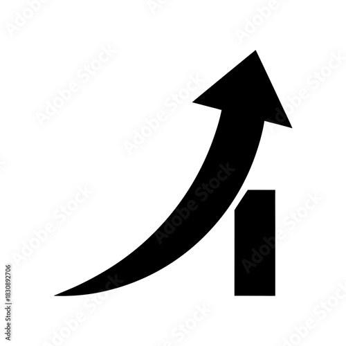 Minimal Upward Arrow Growth Icon Clean Business Progress Increase Symbol Line Art Vector illustration