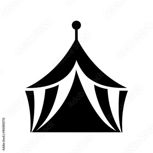 Simple Circus Tent Icon Clean Carnival Festival Shelter Structure Graphic Line Art Vector illustration