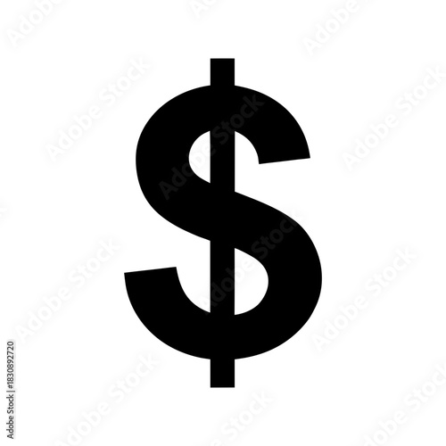 Simple Dollar Symbol Icon Clean Minimal Finance Currency Graphic Shape Line Art Vector illustration