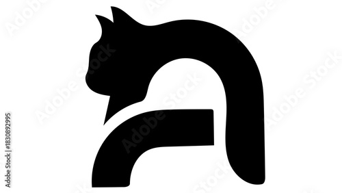 Letter A elegantly designed with a creative cat silhouette, perfect for modern branding in pet shops, veterinary practices, and feline-themed ventures