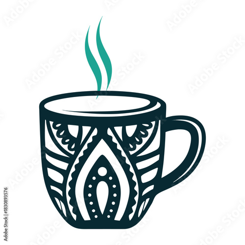 Hot Drink Vector Icon with Mandala Design Vector Icon Set of Various Transportation Vehicles