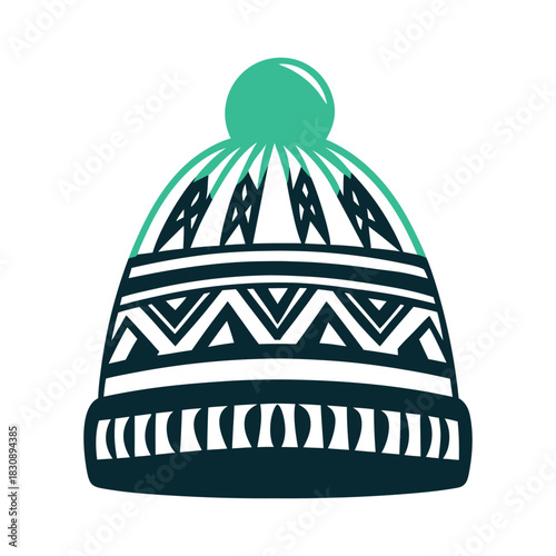 Winter Hat Vector Icon with Geometric Pattern Vector Icon Set of Various Transportation Vehicles