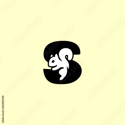 A playful squirrel letter logo featuring a forest animal merged with an alphabet shape, designed with clean lines, modern style, and strong branding appeal for versatile creative use.