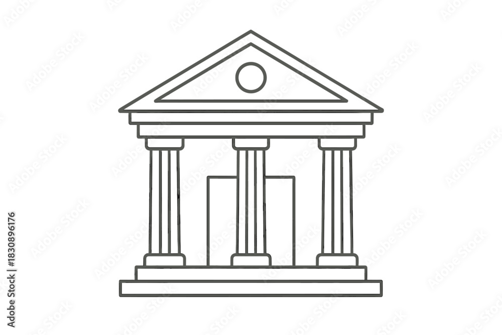 Fototapeta premium Minimalist classical building facade featuring columns and triangular pediment